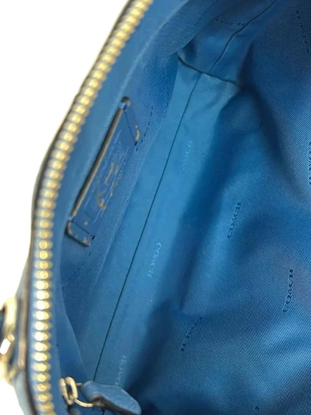 COACH Prairie Satchel Polished Pebbled Leather 58874 Blue Leather Handbag